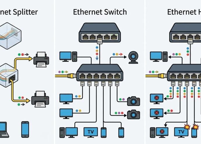 Ethernet Splitter vs Switch vs Hub